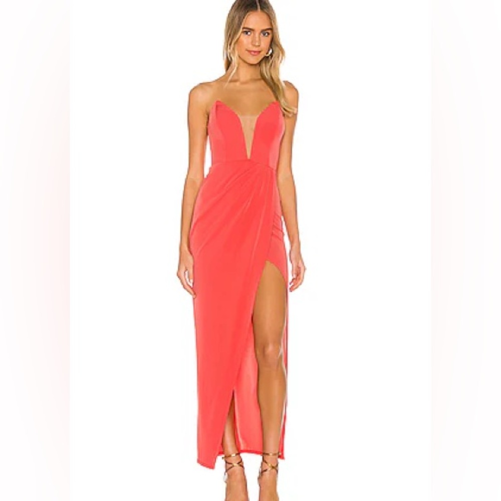 NWT Michael Costello Strapless Coral Gown
